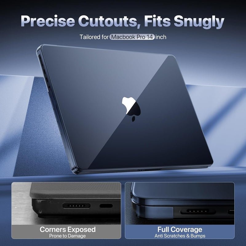 soonjet غطاء لجهاز MacBook Pro مقاس 14 بوصة 2024-2021 M4 M3 M2 M1 Pro/Max [شفاف 100%، منتصف الليل الخفيف] غطاء صلب واقي لجهاز الكمبيوتر المحمول - Image 2